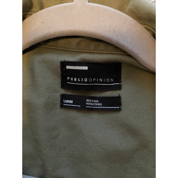 PUBLIC OPINION SHACKET SIZE LARGE ROSE PATCHES EMBROIDERED OLIVE GREEN UTILITY - Picture 5 of 9